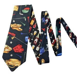 Vintage double sided golf vines cotton tie